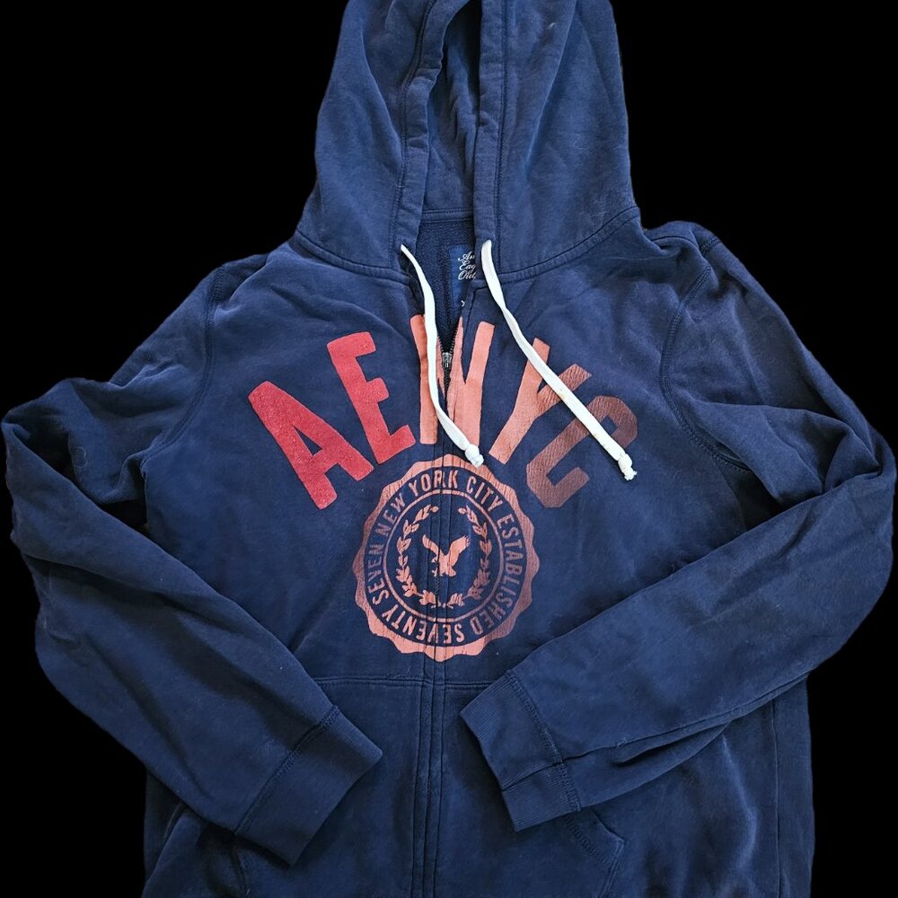 American Eagle Vintage Navy Full‎ Zip Hoodie - Women's XL